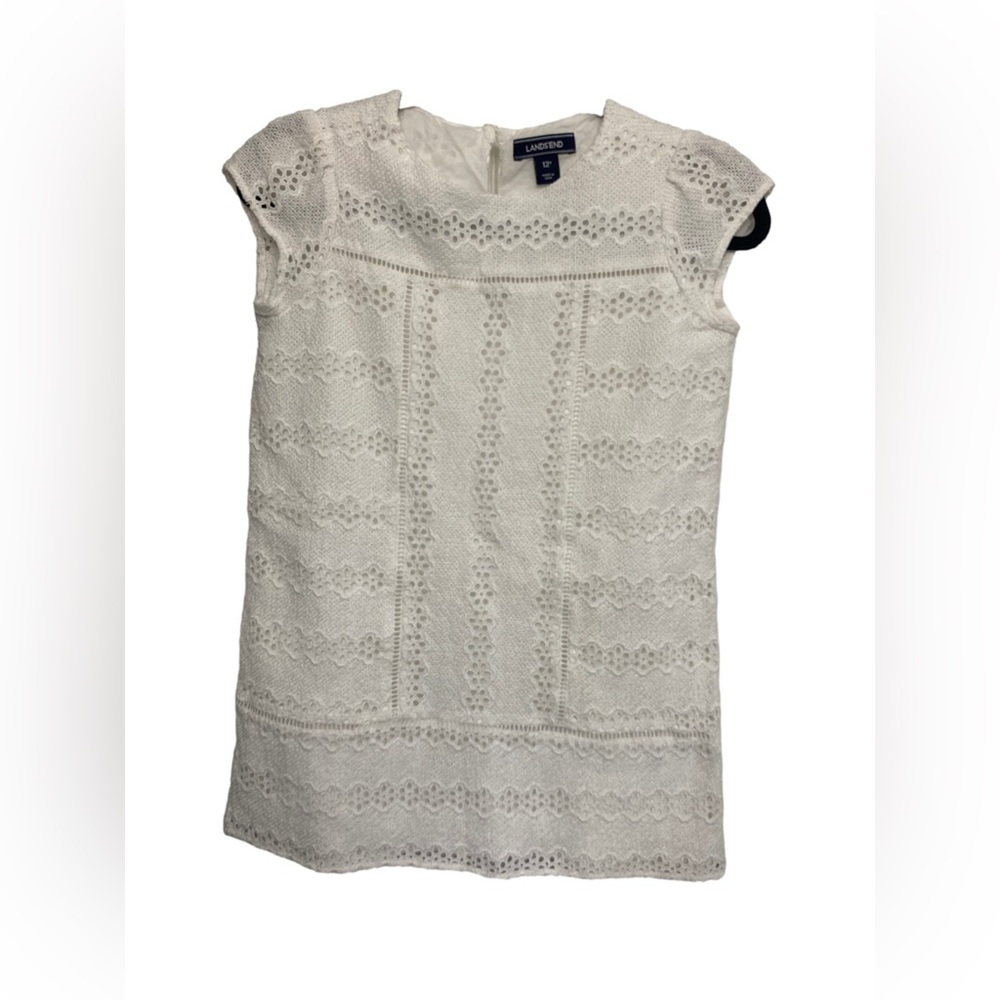Lands’ End White Eyelet Lace Cap Sleeve